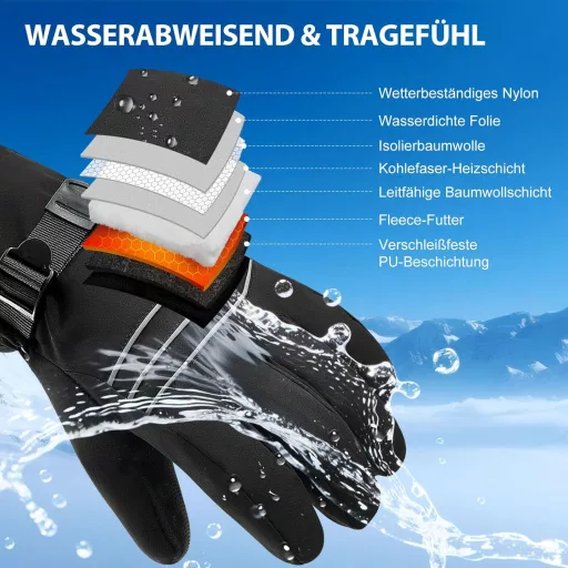 ABXMAS Fűthető Kesztyű Férfiaknak és Nőknek, 7.4V 3200mAh Elektromos Akkumulátor - M, Midnight Black