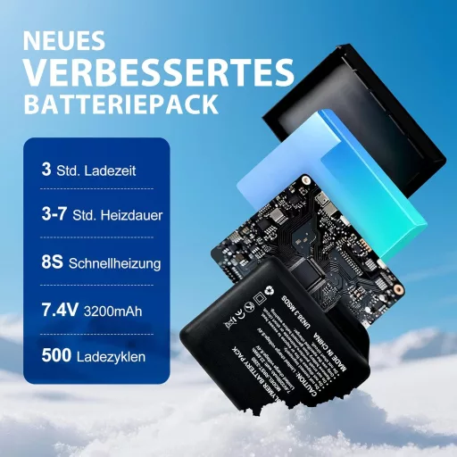 ABXMAS Fűthető Kesztyű Férfiaknak és Nőknek, 7.4V 3200mAh Elektromos Akkumulátor - M, Midnight Black