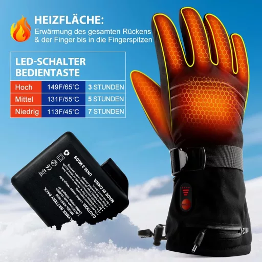 Mănuși încălzite ABXMAS mărimea M, 7.4V 3200mAh, electrice pentru sporturi de iarnă