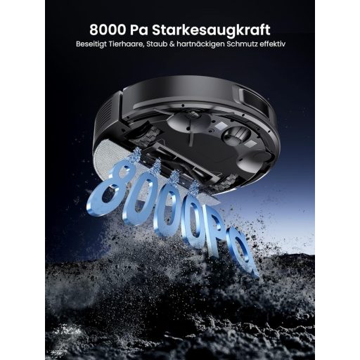 Proscenic Q10 robotporszívó lézeres navigációval, 8000Pa szívóerő, felmosó funkcióval, 200 perc üzemidő, okos térképezés