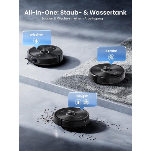 Proscenic Q10 robotporszívó lézeres navigációval, 8000Pa szívóerő, felmosó funkcióval, 200 perc üzemidő, okos térképezés