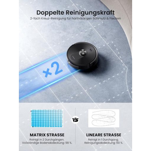 Proscenic Q10 robotporszívó lézeres navigációval, 8000Pa szívóerő, felmosó funkcióval, 200 perc üzemidő, okos térképezés
