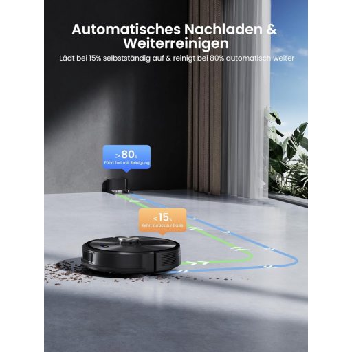 Proscenic Q10 robotporszívó lézeres navigációval, 8000Pa szívóerő, felmosó funkcióval, 200 perc üzemidő, okos térképezés