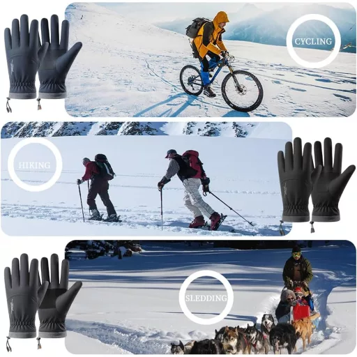 Zimné cyklistické rukavice Hwtcjx, dotykové, teplé, vetruodolné a vodoodpudivé