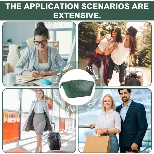 Lvjkes vízálló PU bőr sminkpárna zöld retro utazási szervezőtáska cipzárral