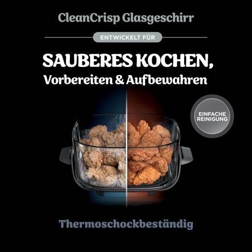 Ninja CRISPi 1.4L üveg edény Snap Lock fedéllel, hőálló légfritezes tál tároláshoz