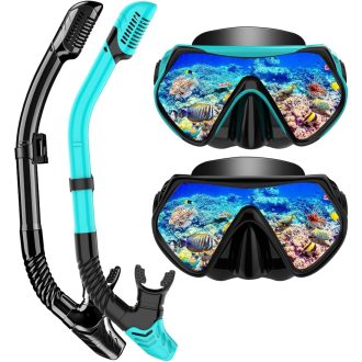   Potápačská súprava LITTLEJSY pre dospelých - potápačské okuliare z tvrdeného skla proti zahmlievaniu a suchý šnorchel - profesionálna potápačská maska na plávanie, šnorchlovanie