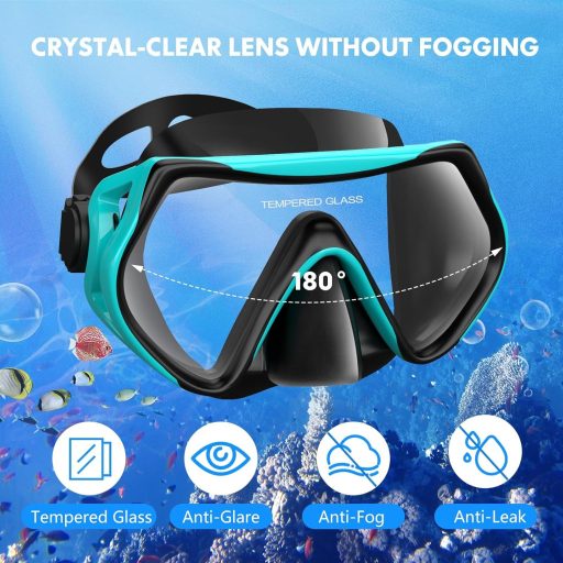 LITTLEJSY Búvár Szett Felnőtteknek - Páramentes Edzett Üveg Búvárszemüveg és Száraz Légcsővel - Professzionális Búvármaszk Úszáshoz, Sznorke