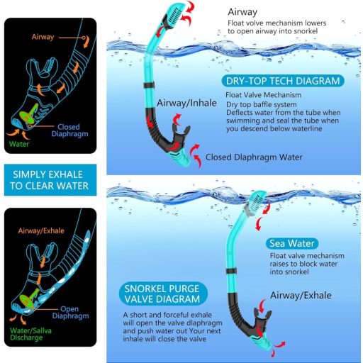LITTLEJSY Búvár Szett Felnőtteknek - Páramentes Edzett Üveg Búvárszemüveg és Száraz Légcsővel - Professzionális Búvármaszk Úszáshoz, Sznorke