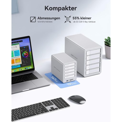 ORICO 5 csatornás RAID merevlemez ház 2.5" SATA SSD/HDD-hez USB 3.2 Gen 2