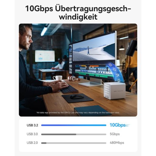 ORICO 5 csatornás RAID merevlemez ház 2.5" SATA SSD/HDD-hez USB 3.2 Gen 2