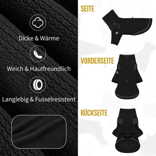 Pulover Fleece pentru Câini OneTigris cu Bucle pentru Picioare și Orificiu pentru Ham, Mărimea L, 20-30kg