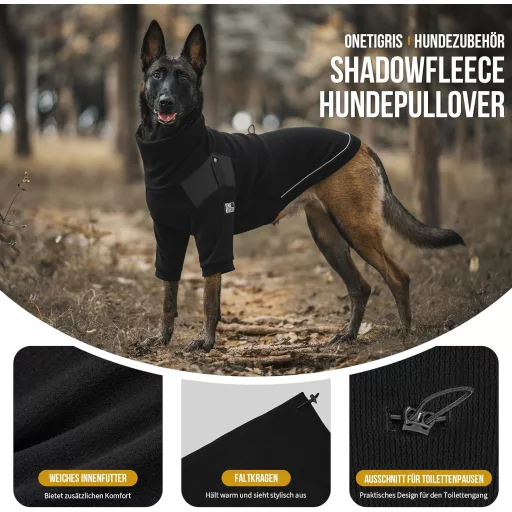 Pulover Fleece pentru Câini OneTigris cu Bucle pentru Picioare și Orificiu pentru Ham, Mărimea L, 20-30kg