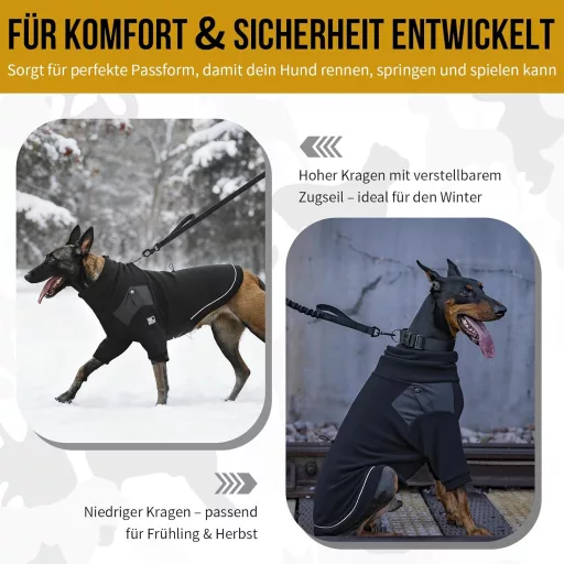 Pulover Fleece pentru Câini OneTigris cu Bucle pentru Picioare și Orificiu pentru Ham, Mărimea L, 20-30kg