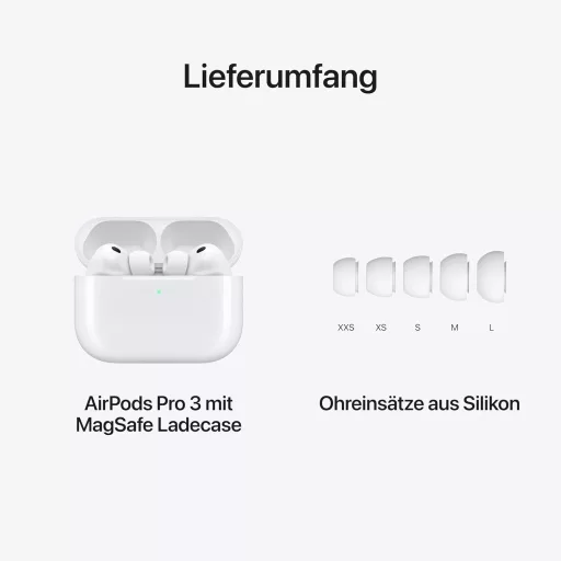 Apple AirPods Pro 3 Aktív zajszűrés, szívritmus monitor, hallásegészségügyi funkció, USB-C töltés