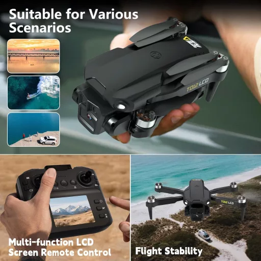 Toladrone TD12LCD Drón Kamerával, Összecsukható Quadcopter Felnőtteknek és Kezdőknek