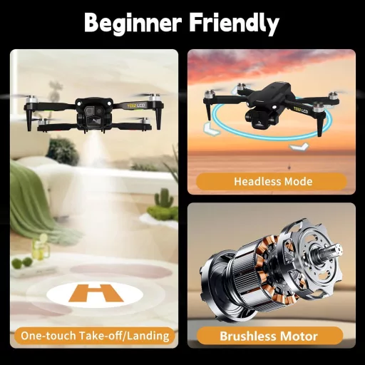 Toladrone TD12LCD Drón Kamerával, Összecsukható Quadcopter Felnőtteknek és Kezdőknek