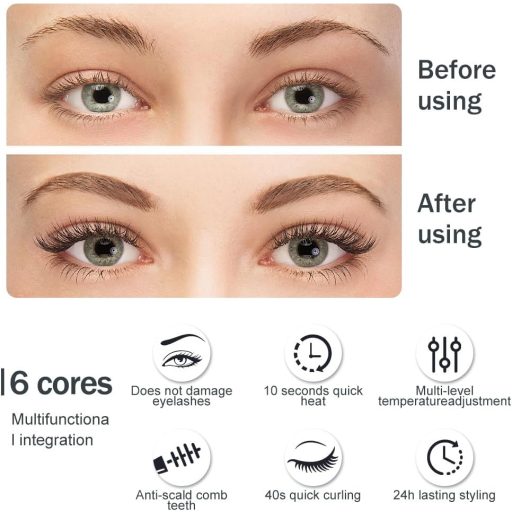 Elektrická vyhrievaná kefka na mihalnice Zebbyee, 3 úrovne teploty, USB nabíjacia kulma na mihalnice pre všetky typy mihalníc