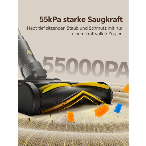 Ultenic 600W Akkumulátoros Porszívó 55000Pa, 65 Perc Üzemidő, Kézi és Padlóporszívó Háziállatszőr Szőnyeg Keményparketta