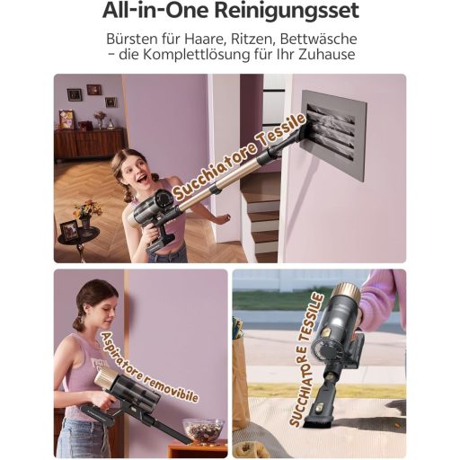 Ultenic 600W Akkumulátoros Porszívó 55000Pa, 65 Perc Üzemidő, Kézi és Padlóporszívó Háziállatszőr Szőnyeg Keményparketta