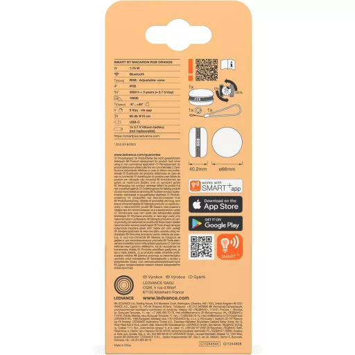 Osram Smart Macaron Bluetooth hangszóró forgó RGB LED fénnyel narancssárga