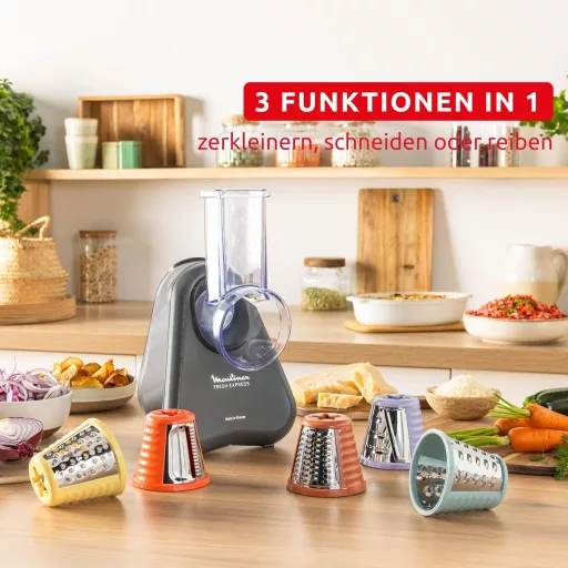 Moulinex Fresh Express DK855HE0 elektromos zöldségreszelő 5 az 1-ben szürke