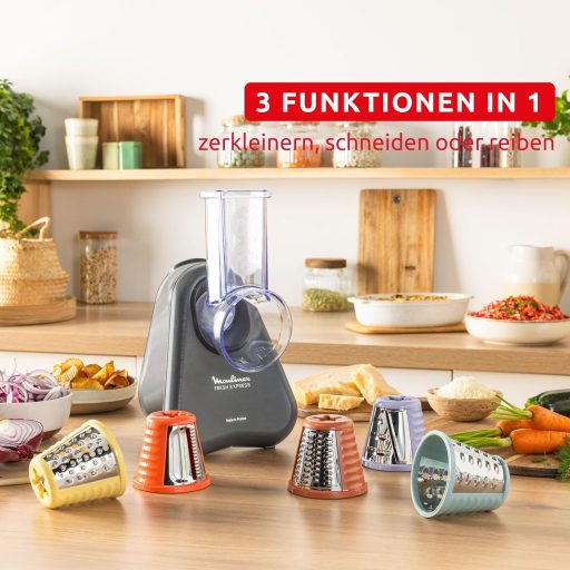Moulinex Fresh Express DK855HE0 elektromos zöldségreszelő 5 az 1-ben szürke