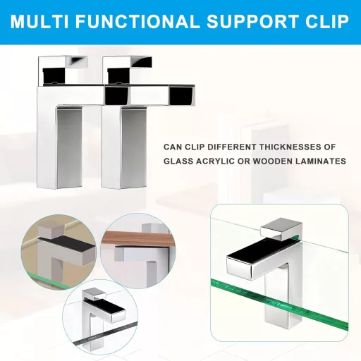 xiruiubao üvegpolc tartó konzol 2db szett, állítható üvegcsipesz falra szerelhető 3-28mm