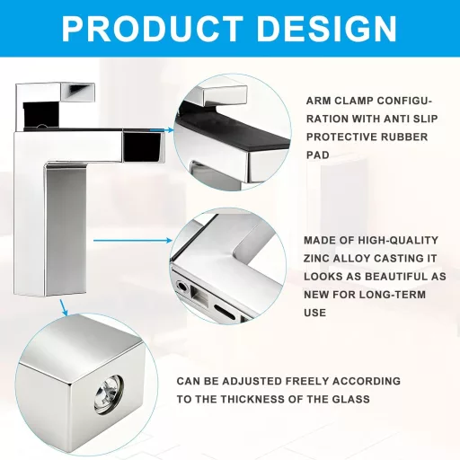 Set 2 console de susținere pentru rafturi din sticlă xiruiubao, cleme reglabile pentru sticlă, montare pe perete, 3-28 mm