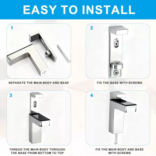 Set 2 console de susținere pentru rafturi din sticlă xiruiubao, cleme reglabile pentru sticlă, montare pe perete, 3-28 mm