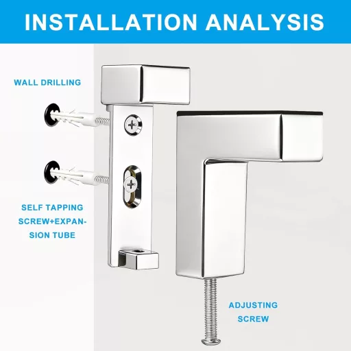 Set 2 console de susținere pentru rafturi din sticlă xiruiubao, cleme reglabile pentru sticlă, montare pe perete, 3-28 mm