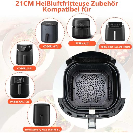 Goodpejine 21cm szilikon airfryer forma osztóval Philips Ninja COSORI kompatibilis