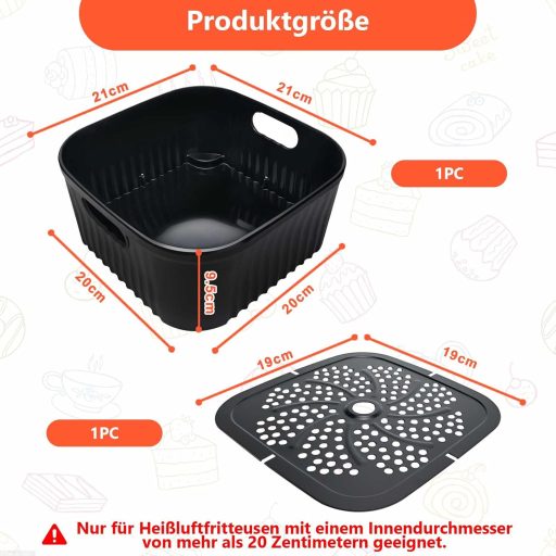 Goodpejine 21cm szilikon airfryer forma osztóval Philips Ninja COSORI kompatibilis