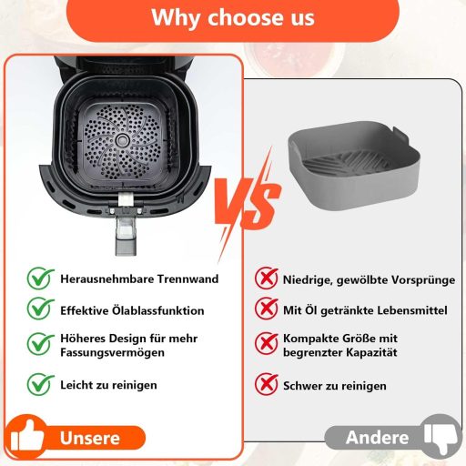 Goodpejine 21cm szilikon airfryer forma osztóval Philips Ninja COSORI kompatibilis