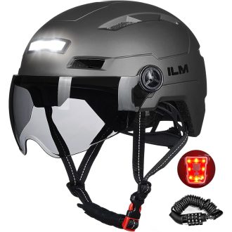   ILM kerékpáros sisak LED lámpával és napellenzővel, város és hegyi biciklizéshez XS méret