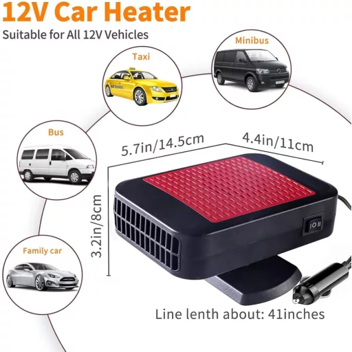Chuankefanxing 12V 200W autófűtő páramentesítő 360° forgatható hűtés-fűtés