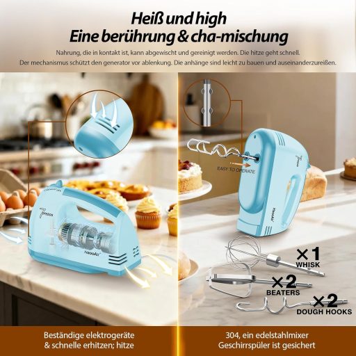Haooair Elektromos Kézi Mixer 7 Fokozat Kompakt Habverő Mosogatógépben Mosható