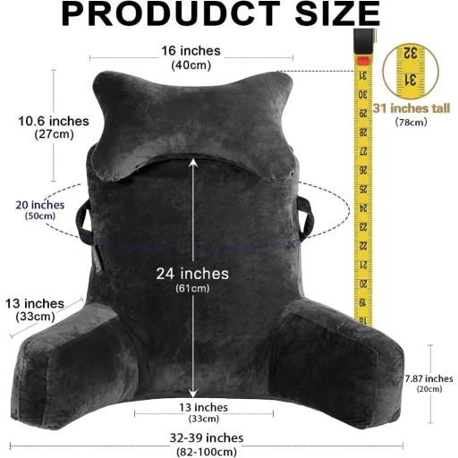 SLIGUY Extra Large olvasópárna 31 hüvelyk, ágytámla fekete