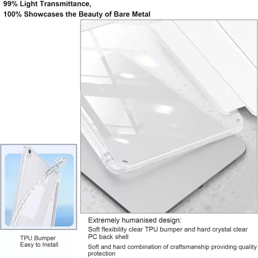 EspZanthic Samsung Galaxy Tab S11 (SM-X736B/SM-X730) tok S Pen tartóval, átlátszó hátlap, állvánnyal