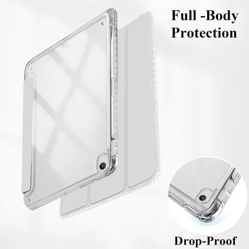 EspZanthic Samsung Galaxy Tab S11 (SM-X736B/SM-X730) tok S Pen tartóval, átlátszó hátlap, állvánnyal