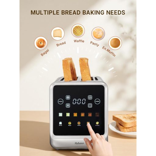 Yabano 4 szeletes kenyérpirító érintőképernyővel, memória és 6 barna fokozat
