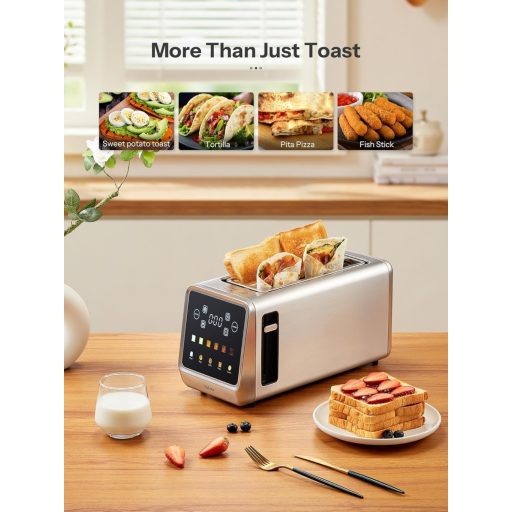 Yabano 4 szeletes kenyérpirító érintőképernyővel, memória és 6 barna fokozat