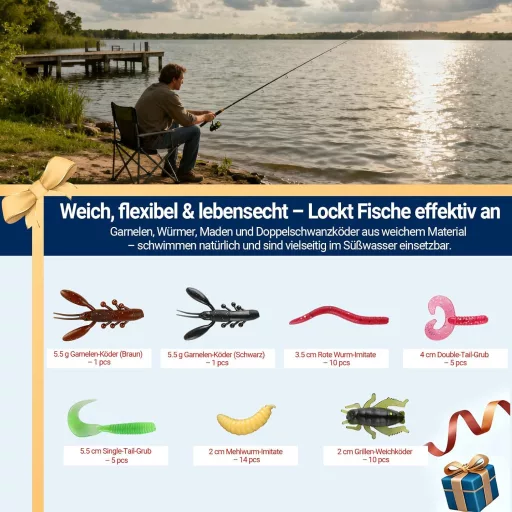 KoolYouth set varalica s kutijom, spinneri, silikonci, kutija za varalice - štuka, pastrva, smuđ, bolen