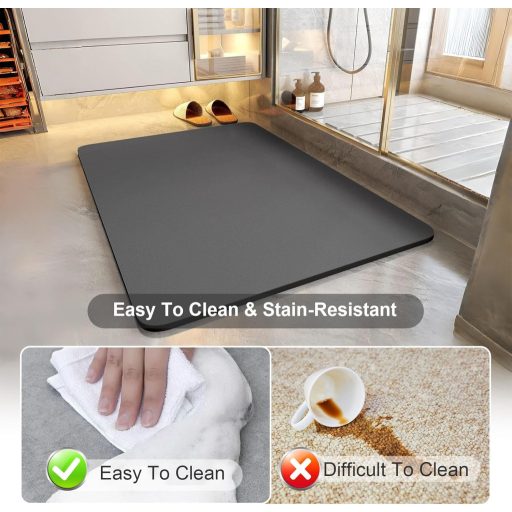 AMFUN szuperabszorbens fürdőszobai szőnyeg, gyorsan száradó, csúszásmentes fürdőszobai kilépő 40x60cm sötétszürke