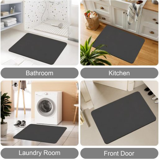 AMFUN szuperabszorbens fürdőszobai szőnyeg, gyorsan száradó, csúszásmentes fürdőszobai kilépő 40x60cm sötétszürke