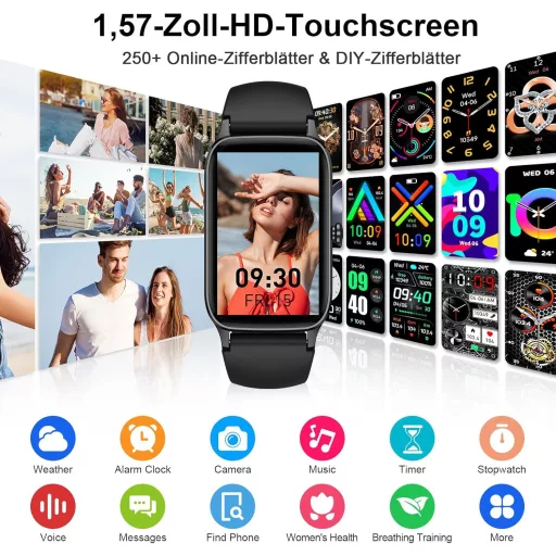 Soudorv Smartwatch 1.57" HD Fitness Tracker 110+ Sport Mód Szívritmus Monitor