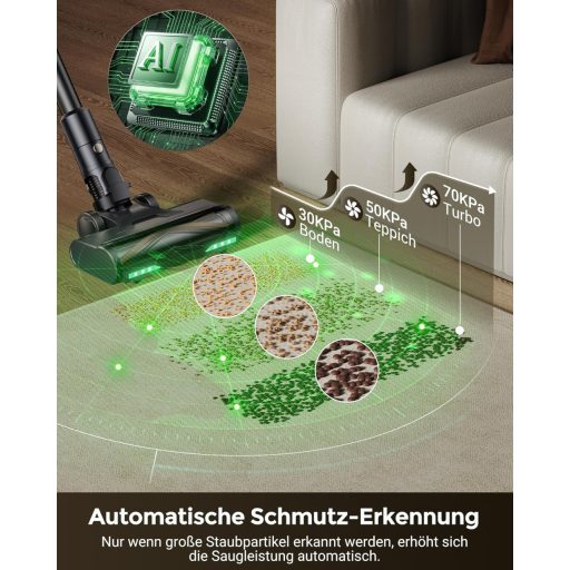 Proscenic P20 Vezeték Nélküli Porszívó Nedves Törléshez, 70 KPa, 680W, Állványos Töltővel