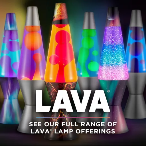 LAVA Evenfall Rocket lávalámpa sárga viasszal, lila folyadékkal, 37 cm