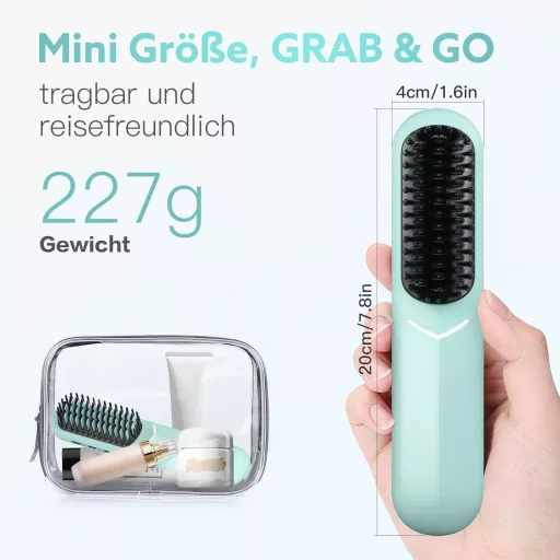 webeauty Vezeték Nélküli Hajegyenesítő Kefe, Negatív Ion Technológia, Hordozható Mini Egyenesítő, USB-C Töltéssel