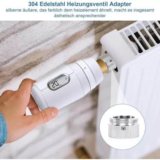 Adaptor robinet termostatat pentru calorifer Prota M30x1.5, oțel inoxidabil, 4 bucăți, adaptor supapă de încălzire